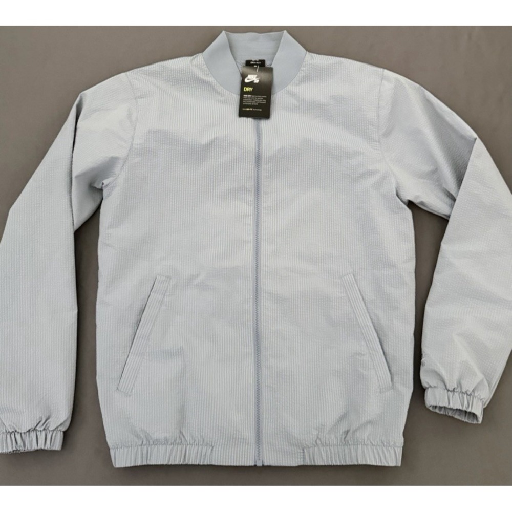 Nike SB Jacket Men Size XS Blue Seersucker Bomber Textured Full Zip Pockets NEW!